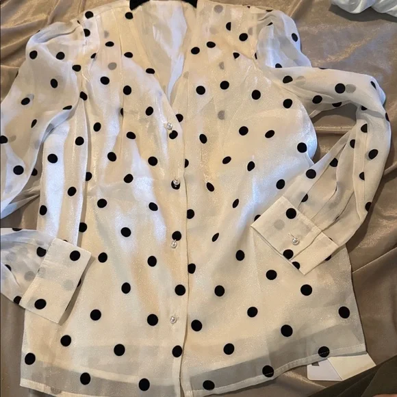 Commense Polka Dot Blouse - Black and White - Picture 3 of 6
